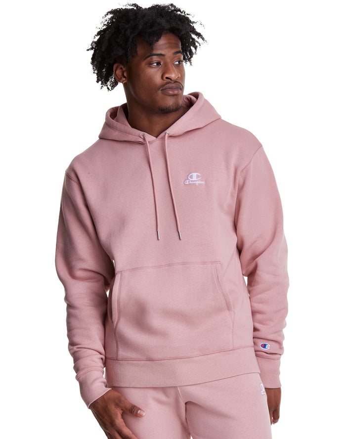 Champion Hoodie Heren - Beige - Classic Fleece Embroidered Applique Logo ( 238541-PWN )